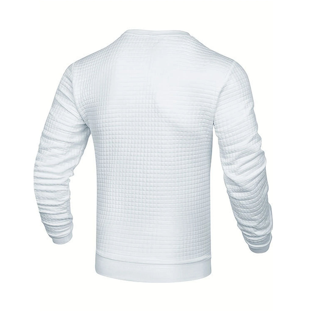 Noxwear - Men's coat fashion small check Waffle youth round neck jacquard check hoodie