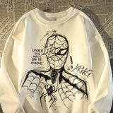 Noxwear - Marvel Spiderman printed round neck sweatshirt pure cotton top for men and women loose creative Avengers Peripheral Movies gift