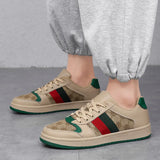 Noxwear - Spring Shoes for Men Canvas Casual Shoes Trend Print Cool Flat Skateboard Shoes Lace-up Sneaker Big Size