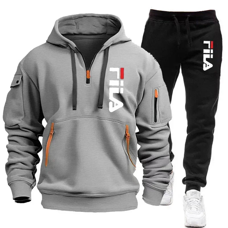 Noxwear-Two sets of 2025 new fashionable men's sportswear, a zippered hooded sweatshirt and sweatpants, for casual fitness and jogging