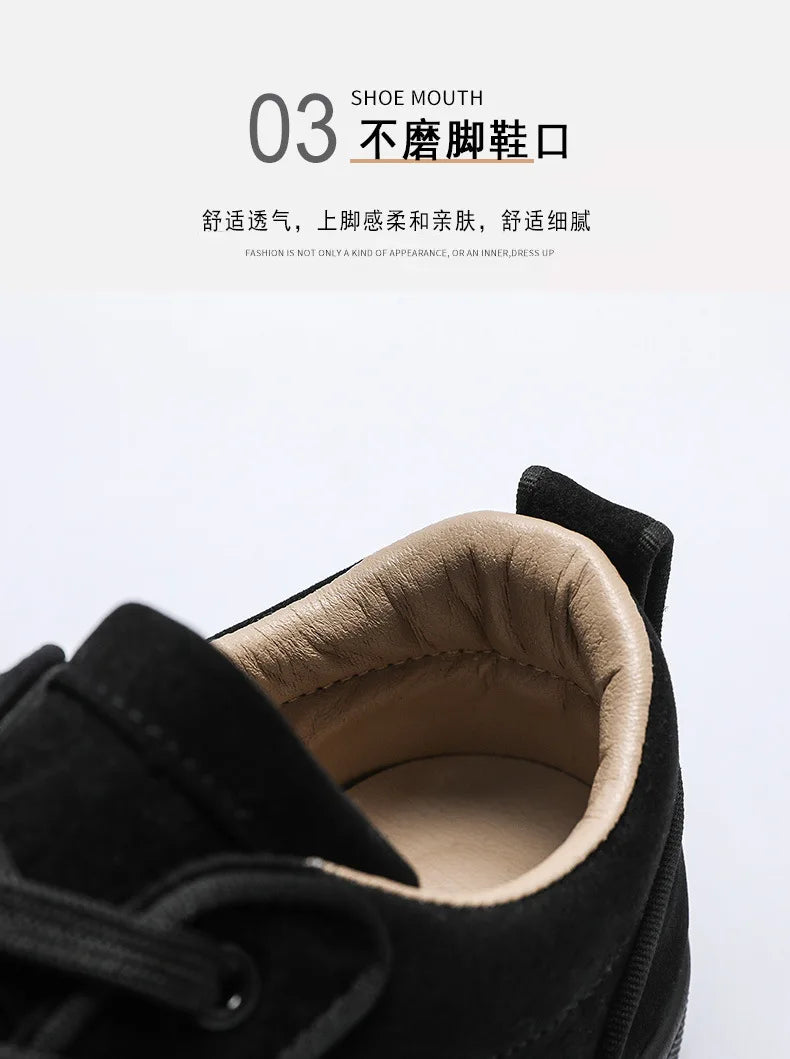 Noxwear - Autumn New Shoes for Men Suede Leather Casual Shoes Fashion Flat Skateboard Shoes Youth Cool Sneaker
