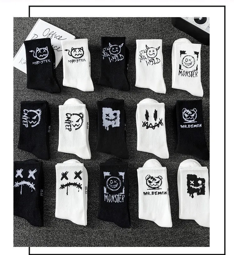 Noxwear - 10 pairs of men's sports socks, casual, breathable, and versatile. Ghost face graffiti personalized socks