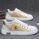 Noxwea - New Shoes for Men Leather Casual Shoes Trend Flat Skateboard Shoes Youth Street Cool Lace-up Sneaker