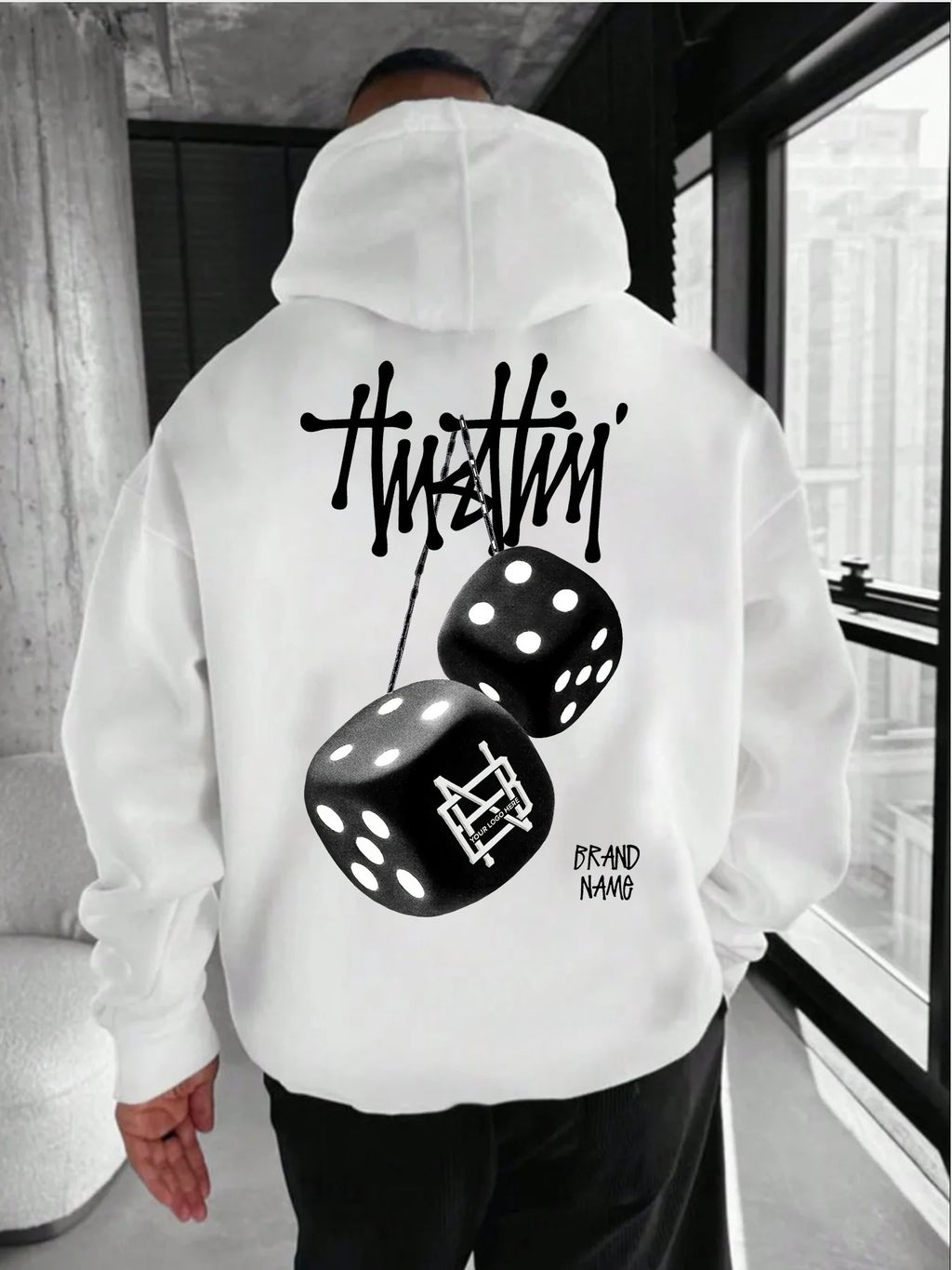 Noxwear - New autumn and winter men's hoodie sweatshirt geometric pattern printing adult street casual fashion loose long-sleeved top