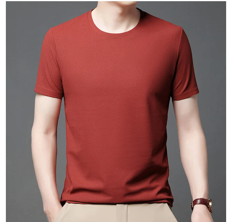 Noxwear - New Summer Waffle Round Neck Short Sleeved T-shirt for Men's Short Sleeved Top
