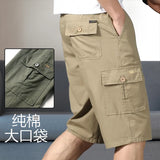 Noxwear - Mens Cargo Shorts Knee Pants Zipper Pocket Summer Cotton Shorts Climbing Jogger Elastic Waist Sports Wear