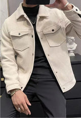 Noxwear - Winter Fashion Jacket Men's Lapel Autumn and Winter New Corduroy Jacket  Retro Slim Fitting Jacket for