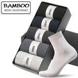 Noxwear - 5 Pairs Bamboo Fiber Men's Socks Classic Business Crew Socks Spring Autumn Casual Comfortable Breathable Compression Bamboo Sox