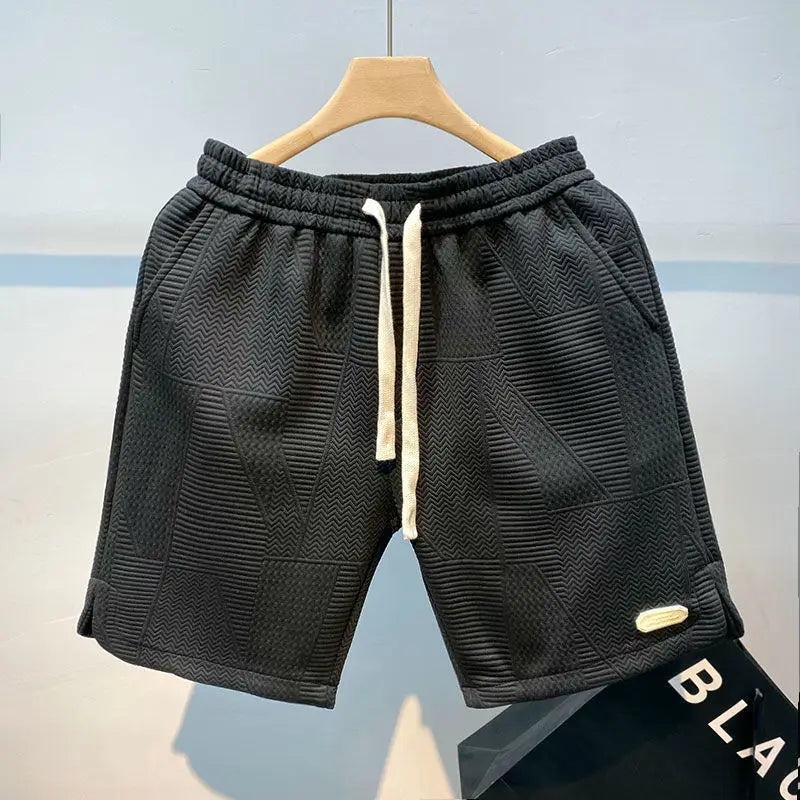 Noxwear - Summer Running Shorts for Men Casual Jogging Sport Short Pants Wave Pattern Solid Color Drawstring Loose Dry Gym Sports Shorts