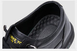 Noxwear - New Shoes for Men Genuine Leather Casual Shoes Spring Autumn Cool Black Flat Skateboard Shoes Youth Fashion Slip-on Sneakers
