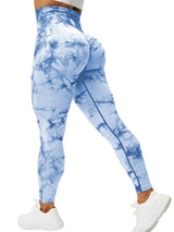 Noxwear CHRLEISURE Tie Dye Push Up High Waist Leggings Stretch Athletic Women Sexy Pants Casual Seamless Gym Knitting Leggings Femme