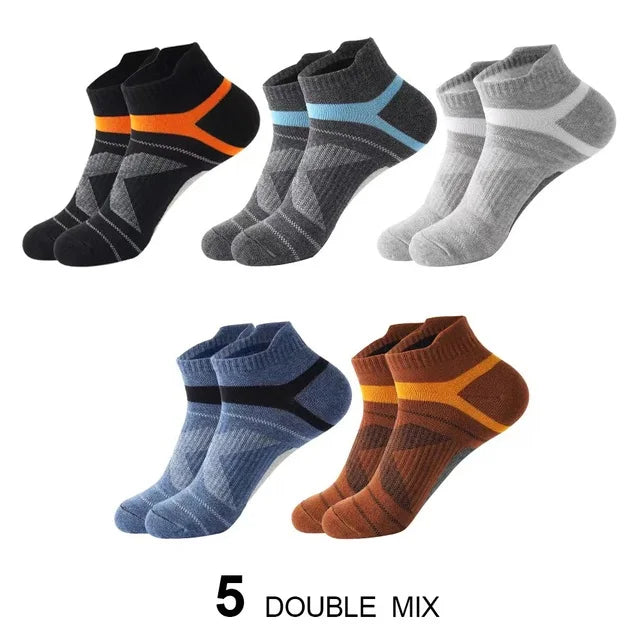 Noxwear - 5 Pairs High Quality Socks Men Summer Outdoor Casual Cotton Socks Short Breathable Black Ankle Socks Run Sports Socks Size 38-45