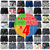 Noxwear - 4/10piece Men's European And American Size Printed Fashionable Underwear Comfortable Plus Size Boxer Shorts Casual Sports Shorts