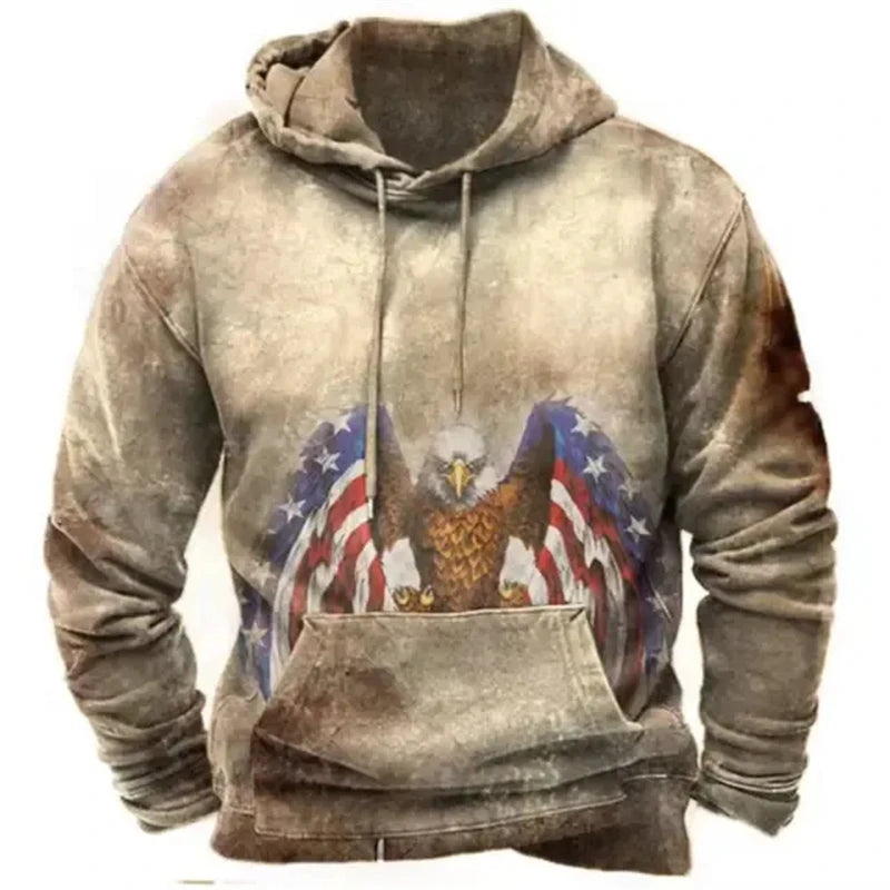 Noxwear - Fashion US Flag Print Hoodies For Men Hip Hop Trend Harajuku Vintage Clothes Spring and Autumn New in Sweatshirts Oversized Tops
