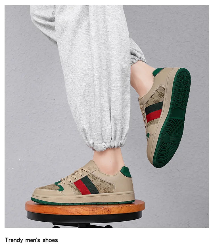 Noxwear - Spring Shoes for Men Canvas Casual Shoes Trend Print Cool Flat Skateboard Shoes Lace-up Sneaker Big Size