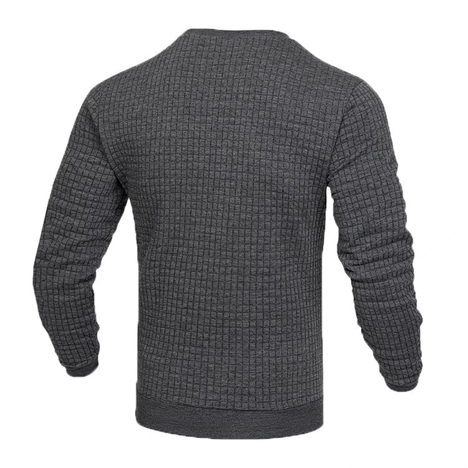 Noxwear - Men's coat fashion small check Waffle youth round neck jacquard check hoodie