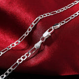 Noxwear - Noble new arrive 925 sterling silver 4MM chain for men Women Bracelet Necklace jewelry set lady Christma gifts charms wedding