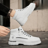 Noxwear - Winter Mens Warm Ankle Boots Fashion Versatile White Leather Shoes Outdoor Non-slip Sneakers for Man Motocycle Snows Boots Botas