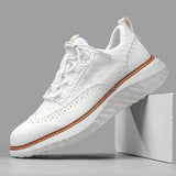 Noxwear - New Shoes for Men Leather Casual Shoes Fashion Breathable Brogues Sport Shoes Street Cool Chunky Sneakers