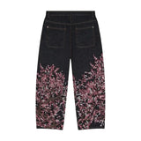 Noxwear - Y2K Baggy jeans Cherry Blossom Selvedge Embroidery Denim Pants men women denim fabric American Hiphop Streetwear Wide Leg Jeans