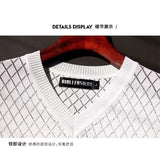 Noxwear - Men's Ice Silk Hollow V-neck T-shirt Top Summer Cool Thin Style Chicken Heart Short Sleeves Knitted Top