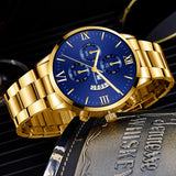 Noxwear -  Mens Fashion Business Quartz Watch Fashion Fake Three Eye Six Pin Calendar Men Watch Stainless Steel Belt Men Watches