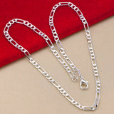 Noxwear - Noble new arrive 925 sterling silver 4MM chain for men Women Bracelet Necklace jewelry set lady Christma gifts charms wedding