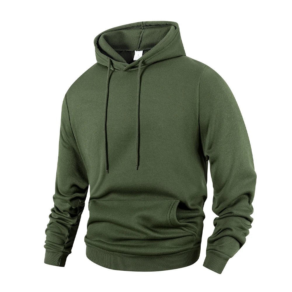Noxwear - Men's Casual Thicken Hoodies Autumn Winter Long Sleeve Pullover Fashion Loose Solid Color Sweatshirt Spring Warm Outdoor Hoody