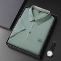 Noxwear - New Men's Business Casual Short Sleeved Shirt with Badge Solid Color Polo Shirt Fashionable Breathable Comfortable Versatile Top