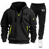 Noxwear-Men new autumn and winter multi-pocket zipper long-sleeved hoodie + sports and leisure pants two-piece fitness jogging suit