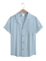 Noxwear - Men's Casual Button Down Shirts Short Sleeve Textured Summer Beach Shirt Cuban Vacation Shirts with Pocket S-XXXL