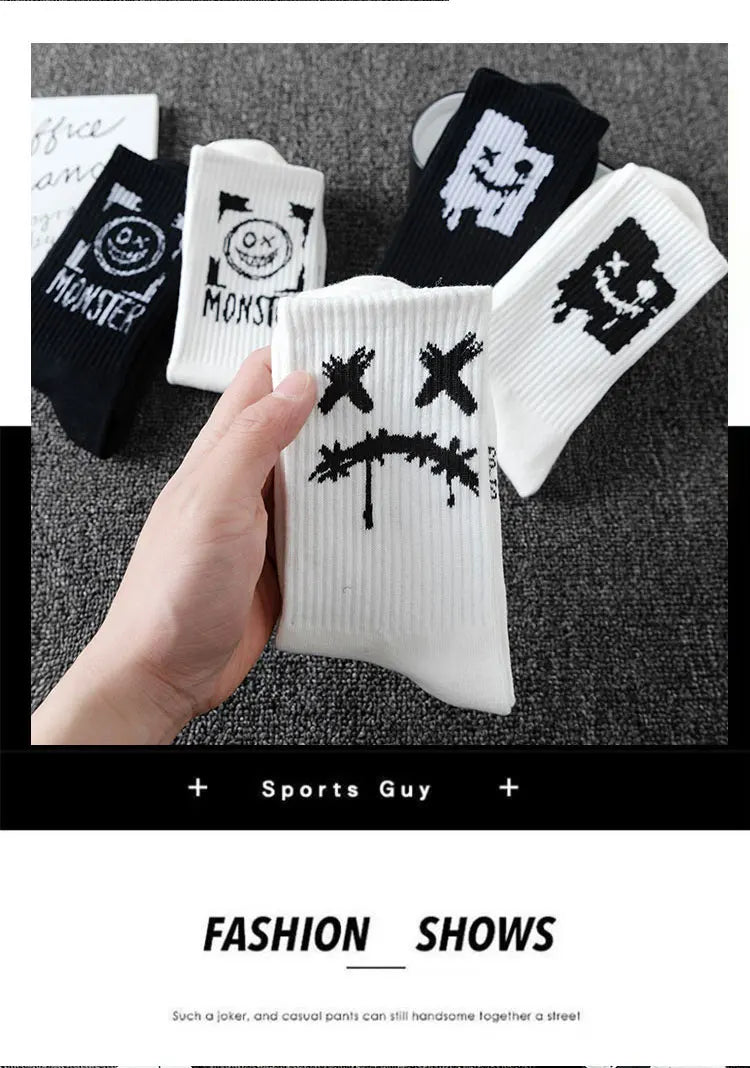 Noxwear - 10 pairs of men's sports socks, casual, breathable, and versatile. Ghost face graffiti personalized socks