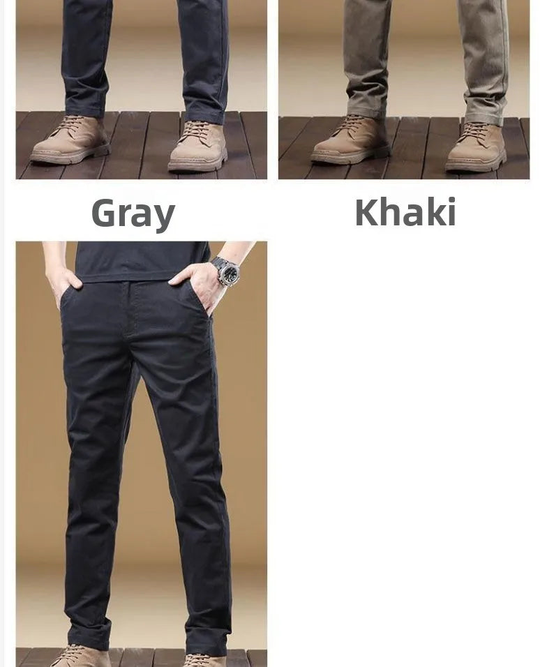 Noxwear - 2025 Summer Thin Cotton Men's Casual Pants Trendy Versatile Elastic Light Business Trousers Work Formal Slim Straight Pants