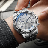 Noxwear - 2pcs/set Men Business Watches Fashion Arabic Dial Steel Band Male's Quartz Watch Set (Without Box）