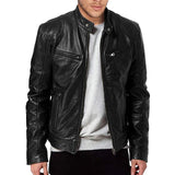 Noxwear - Motorcycle Leather Jackets Man Casual Fashion Motorcycle Coat Slim Fit Lapel PU Jackets Autumn Anti-wind Leather Coat Male