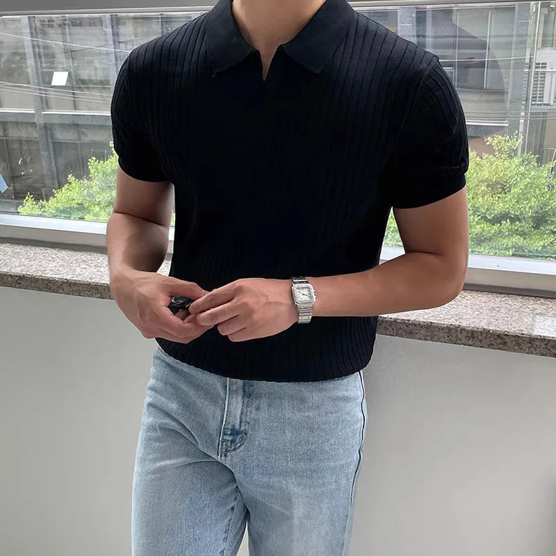 Noxwear - Summer Sports And Leisure Slim Fit T-Shirt Fashionable Men's Golf Polo Shirt Open Neck Breathable Quick Drying Short Sleeved Top