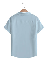 Noxwear - Men's Casual Button Down Shirts Short Sleeve Textured Summer Beach Shirt Cuban Vacation Shirts with Pocket S-XXXL