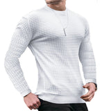 Noxwear - Men's coat fashion small check Waffle youth round neck jacquard check hoodie