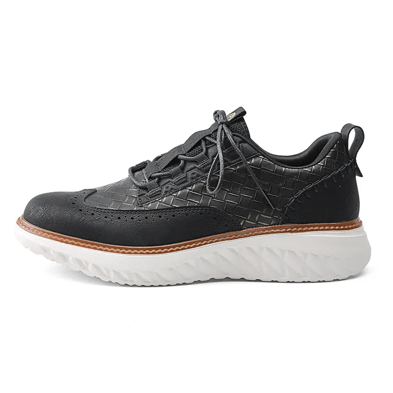 Noxwear - New Shoes for Men Leather Casual Shoes Fashion Breathable Brogues Sport Shoes Street Cool Chunky Sneakers