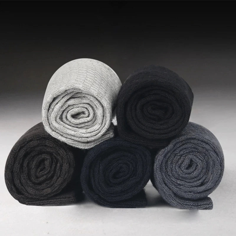 Noxwear - 5 Pairs Bamboo Fiber Men's Socks Classic Business Crew Socks Spring Autumn Casual Comfortable Breathable Compression Bamboo Sox