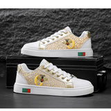 Noxwea - New Shoes for Men Leather Casual Shoes Trend Flat Skateboard Shoes Youth Street Cool Lace-up Sneaker