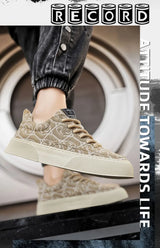 Noxwear - Men's Graffiti Prints Canvas Sneakers 2024 Spring Autumn Breathable Fashion Vulcanize Shoes Outdoor Lace Up Men Casual Shoes