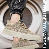 Noxwear - Men's Graffiti Prints Canvas Sneakers 2024 Spring Autumn Breathable Fashion Vulcanize Shoes Outdoor Lace Up Men Casual Shoes