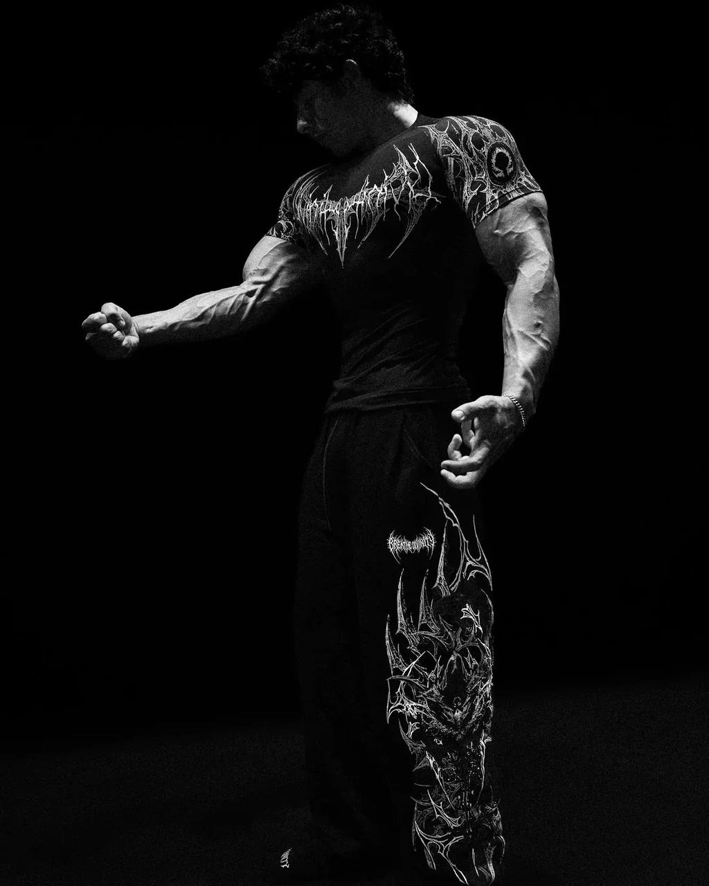 Noxwear - GYM T-shirt Men's Dark Gothic Print Muscle Tee  High Elasticity And Quick Drying Exercise For Bodybuilding Training 2025 Summer