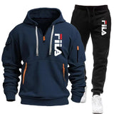 Noxwear-Two sets of 2025 new fashionable men's sportswear, a zippered hooded sweatshirt and sweatpants, for casual fitness and jogging