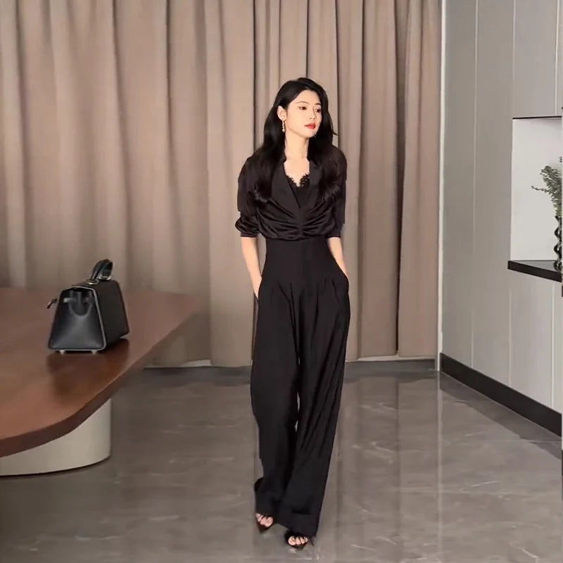 Noxwear 2024 Ultra High Waist Wide Leg Pants Straight Drooping Spring and Summer All-Match Trousers Thick Suit Pants Mop Pants