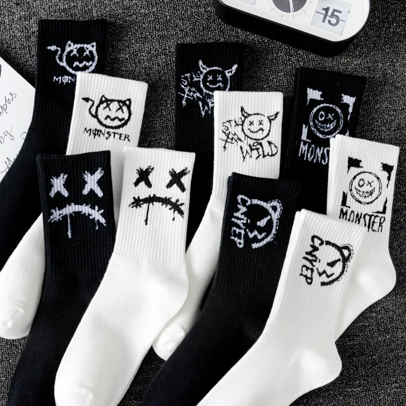 Noxwear - 10 pairs of men's sports socks, casual, breathable, and versatile. Ghost face graffiti personalized socks