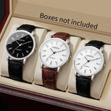 Noxwear - 3PCS/Set Fashio Arabic Dial Men Business Watches Casual Leather Strap Quartz Wristwatches Reloj Hombre（Without Box）