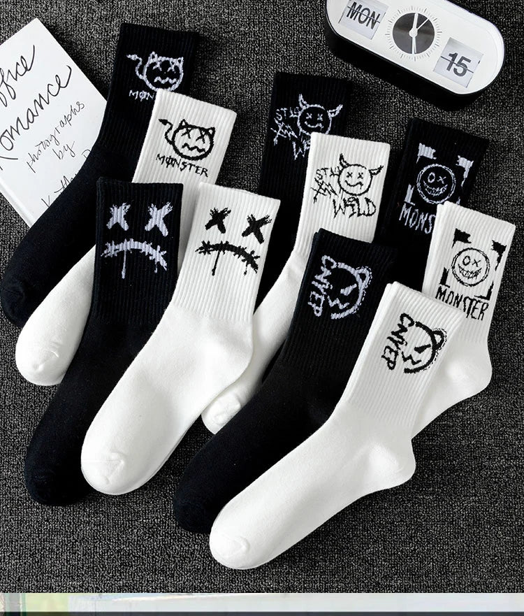 Noxwear - 10 pairs of men's sports socks, casual, breathable, and versatile. Ghost face graffiti personalized socks