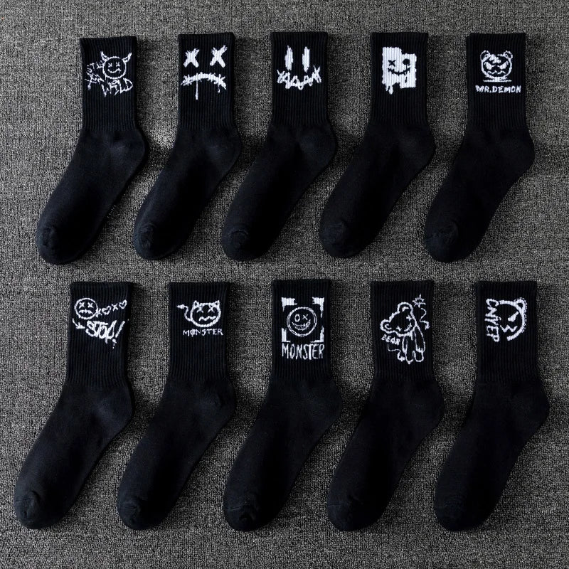 Noxwear - 10 pairs of men's sports socks, casual, breathable, and versatile. Ghost face graffiti personalized socks